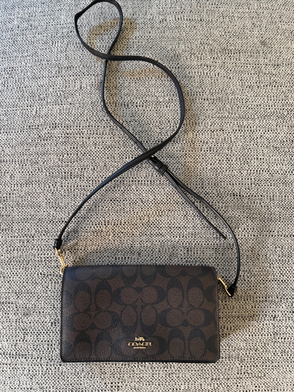 Coach Brown Signature Crossbody with Black Strap